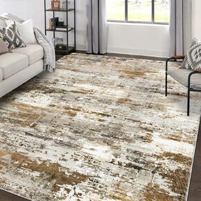 Area Rug Living Room Rugs: 5x7 Large Soft Indoor Carpet Modern Abstract Rug with Non Slip Rubber Backing for Under Dining Table Nursery Home Office Bedroom White Gray Blue