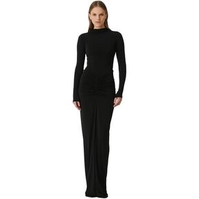 Womens Sexy Dress Maxi Dress Long Sleeve Ruched Bodycon Turtleneck Club Party Dress Long Casual Wedding Dresses