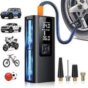 Tire Inflator Portable Air Compressor, 150 PSI & 3X Faster Cordless Air Pump for Car Tires, 20000mAh, with Digital Pressure Gauge, LCD Dual Screen, and LED Light, Bike Pump, for Motorcycle, Ball