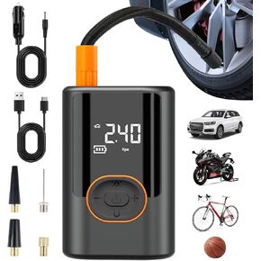 Tire Inflator Portable Air Compressor, 150 PSI Air Compressor with Tire Pressure Gauge, Portable Tire Inflator for Car, Bike, Motorcycle, Ball, Portable Air Pump with LED Light