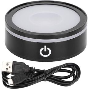 LED Base, Light Display Base, 3D Photo Glass LED Stand, USB Battery Operated (Concave)
