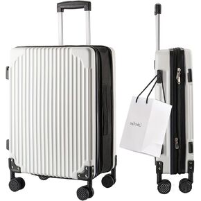 Carry on Luggage, 20 Inch Lightweight Collapsible Luggage Expandable Carry on Luggage Airline Approved Suitcases with Wheels for Travel Hardside Luggage-White