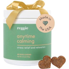 Reggie Anytime Calming Chews for Dogs | Natural Calming Dog Treats to Reduce Hyperactivity, Separation Anxiety, & Stress | Vet-Approved & Ideal for All Ages, Breeds, and Sizes - 60 Soft Chews