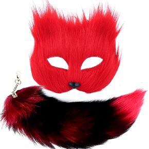 YXCFEWD Therian Mask and Tail Cat Mask Therian Women Fox Wolf Furry Mask Cat Costume Set