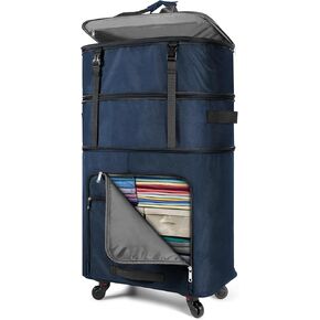 Expandable Luggage Collapsible Suitcase with Wheels Large Foldable Travel Bag Rolling Duffle Bag for Men Women, Black
