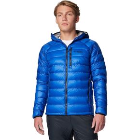 Columbia Men's Arctic Crest Down Hooded Jacket, Mountain Blue, Large
