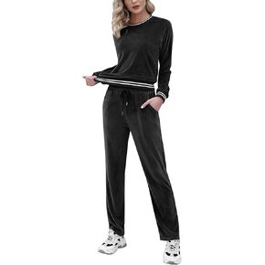 Totatuit Women's Sweatsuit Set Velour Long Sleeve and Pants Sport Sweat Suits 2 Piece Tracksuits Outfits with Pocket S-XXL