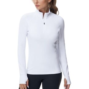 Dragon Fit Women's Workout Pullover Shirts Slim Fit Quarter Zip Long Sleeve Yoga Athletic Tops with Thumbholes