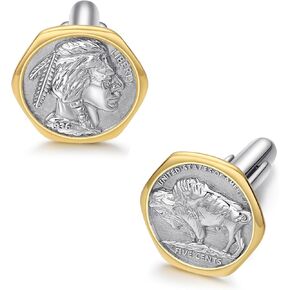 أزرار أكمام للعملات المعدنية من الفضة الإسترليني أزرار أكمام مزخرفة بالعملة القديمة إكسسوارات مجوهرات هدية للرجال والأب والزوج in Kuwait