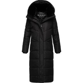Marikoo Extra Long Quilted Winter Jacket for Women with Detachable Hood | Puffy Coat in Calf-Length | Hingucker XIV XS-5XL