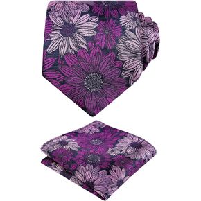 Alizeal Mens 3.15'' Colorful Flower Pattern and handkerchief Necktie Set
