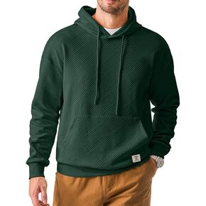 Men's Hoodies Soild Color Geometric Texture Long Sleeve Casual Pullover Hooded Sweatshirts Sweaters in Saudi Arabia