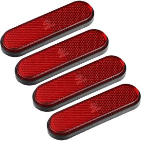 X AUTOHAUX Front Lower Fork Reflector Sticker Rear Saddlebag Side Visibility Reflector Stripe Kit Universal Oval Red 4 Pcs