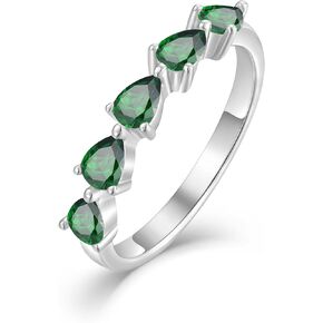 Stackable Ring for Women - 925 Sterling Silver Stacked Rings Birthstone Cubic Zirconia Eternity Wedding Bands Anniversary Jewelry Gifts Size 5-10