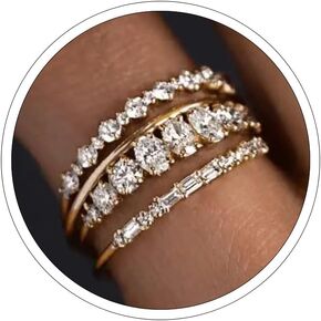 Otxas Gold Rings for Women Non Tarnish Stackable Rings for Women Dainty Stacking Cubic Zirconia Ring Set Wedding Bands for Women Jewelry for Women Rings Size 6 7 8 9 10