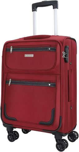 KYME Carry on Luggage Softside 22x14x9 Airline Approved Suitcases with Double Spinner Wheels Travel Rolling Luggage Red in Saudi Arabia