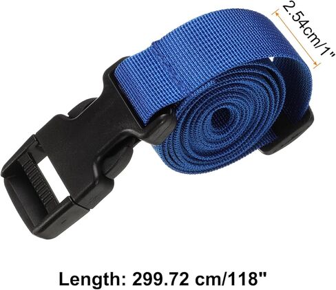 أحزمة الأمتعة HARFINGTON مقاس 1 بوصة × 118 بوصة متعددة الأغراض، حزام موصل للأمتعة من النايلون، حزام حقيبة قابل للتعديل مع مشبك للسفر في الهواء الطلق، ملحقات تعبئة الأمتعة، أزرق in Kuwait