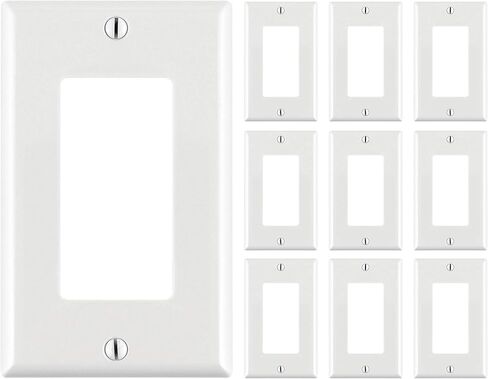 Cmple - 10 Pack Flexible Adapter Insert for Decorator Wall Plate 1-Gang Wall Plate with Flexible Opening Pass Through Single Gang Wall Plate for Cables - White in Saudi Arabia