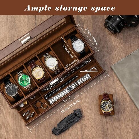 ProCase Watch Box for Men Bundle with Wood Valet Tray with Removable Leather Pad in Saudi Arabia