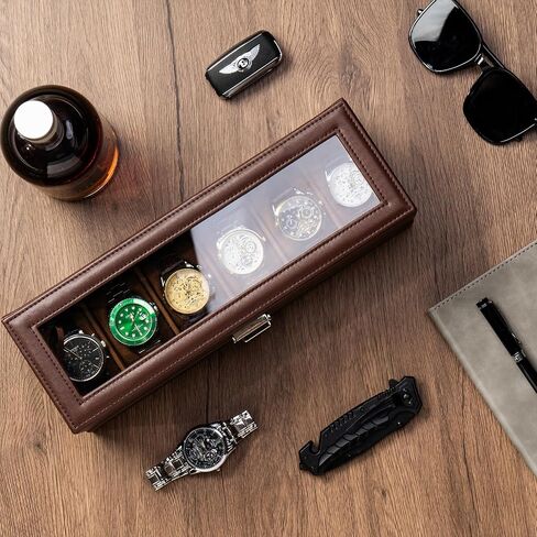 ProCase Watch Box for Men Bundle with Wood Valet Tray with Removable Leather Pad in Saudi Arabia