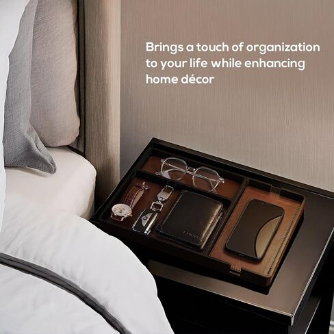 ProCase Watch Box for Men Bundle with Wood Valet Tray with Removable Leather Pad in Saudi Arabia