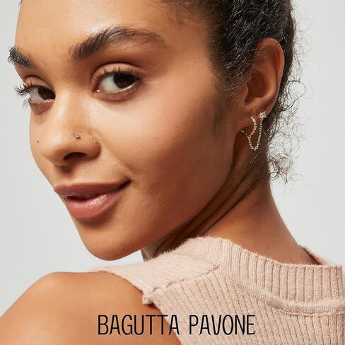 Double Piercing Earrings 18K Gold Plated Chain Earrings for Women S925 Sterling Silver Double Piercing Dangle Chain Huggie Hoop Earrings Women's 5A Cubic Zirconia Stud Earrings in Kuwait