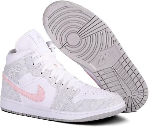 حذاء Nike WMNS Air Jordan 1 متوسط ​​الحجم للنساء، رمادي أبيض، 10 نساء in Saudi Arabia