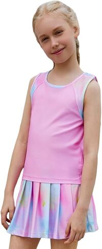 MODAFANS Girls Tennis Golf Pickball Dress Athletic Outfits Kids Tank Top and Skorts Sets in Kuwait