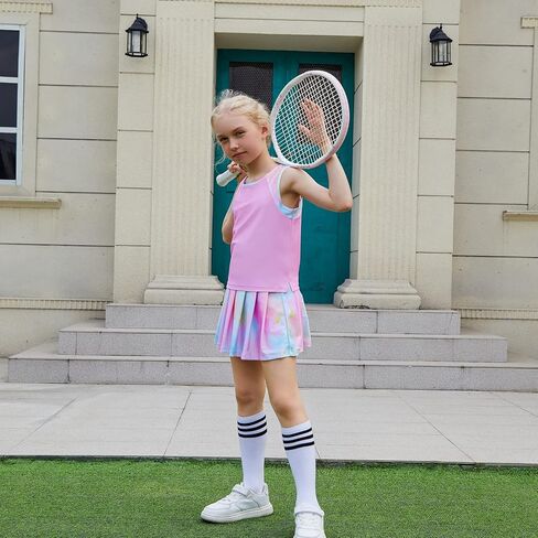 MODAFANS Girls Tennis Golf Pickball Dress Athletic Outfits Kids Tank Top and Skorts Sets in Kuwait
