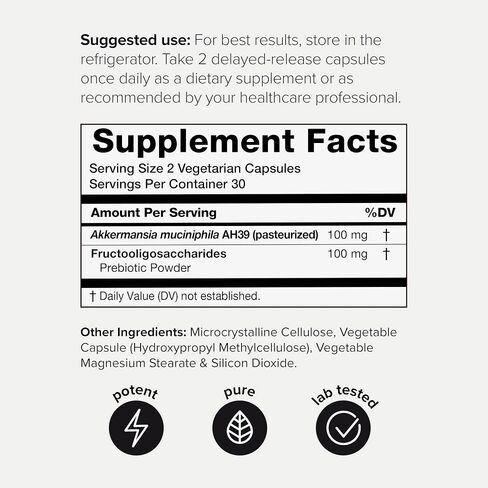 Ultra High Strength Akkermansia Muciniphila Probiotic – 10 Billion n-AFU for Better Gut Health & GLP-1 Support – Shelf-Stabilized, Lab-Tested for Maximum Purity & Potency, 60 Delayed-Release Veg Caps in Kuwait