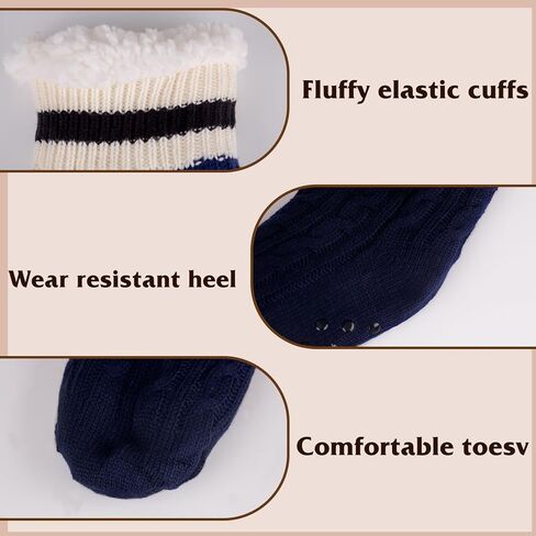 Evankin Christmas Socks High Fuzzy Slipper Socks Indoor Warm Wool Socks Skid Long Thick Boot Socks Green/Red/White in Kuwait