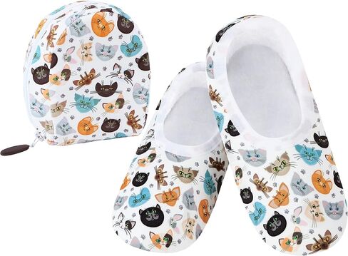 Snoozies Skinnies Slippers for Women - Non-Slip Slippers with Lightweight and Soft Sherpa Lining - Foldable Travel Sippers - Primary in Saudi Arabia