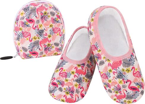Snoozies Skinnies Slippers for Women - Non-Slip Slippers with Lightweight and Soft Sherpa Lining - Foldable Travel Sippers - Primary in Saudi Arabia