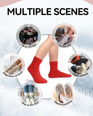 Fuzzy Socks Winter Warm Fluffy Soft Socks for Woman Indoor Christmas Gifts in Kuwait