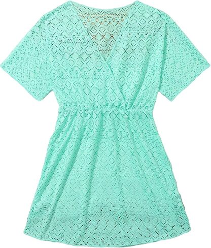 فستان الشاطئ للفتيات من SHENHE مصنوع من الشيفون ورقبة على شكل حرف V وأكمام قصيرة برباط لتغطية الكيمونو in Kuwait