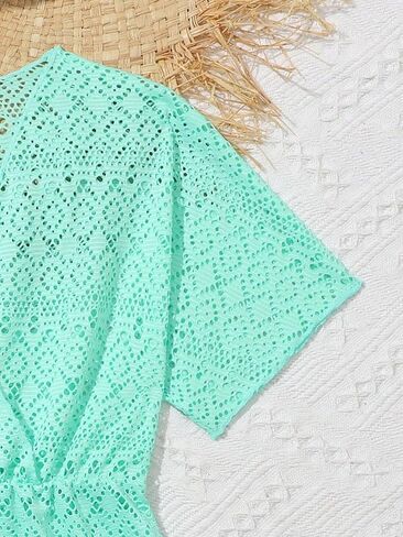 فستان الشاطئ للفتيات من SHENHE مصنوع من الشيفون ورقبة على شكل حرف V وأكمام قصيرة برباط لتغطية الكيمونو in Kuwait