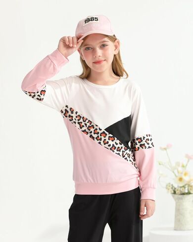 WESIDOM Toddler Girl Clothes Outfit Set 2 Piece Sweatsuit 1-7Y | Leopard Print Crew Neck & Jogger Pants Design,Girls Winter Outfits,Little Girls Clothing Sets in Saudi Arabia