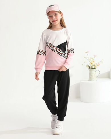 WESIDOM Toddler Girl Clothes Outfit Set 2 Piece Sweatsuit 1-7Y | Leopard Print Crew Neck & Jogger Pants Design,Girls Winter Outfits,Little Girls Clothing Sets in Saudi Arabia