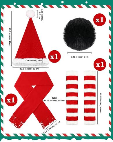 Liitrsh 6 قطع أزياء رجل الثلج للبالغين للنساء تتضمن تي شيرت أبيض وتنورة توتو وقبعة عيد الميلاد ووشاح وأكمام ساق الساق لحفلات عيد الميلاد التنكرية، مقاس واحد in Kuwait