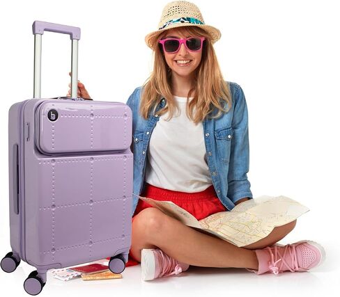 حقيبة الأمتعة الذكية World Traveler Dejuno مع منافذ USB، لافندر، قابلة للحمل مقاس 20 بوصة in Saudi Arabia