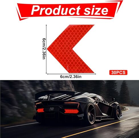 30 PCS Car Arrow Reflective Stickers Waterproof Warning Reflective Stickers Arrow Shape Red Reflective Decals Reflective Safety Warning Sign for Car Motorcycle Stickers Auto Trunk Rear Bumper Bicycles in Saudi Arabia