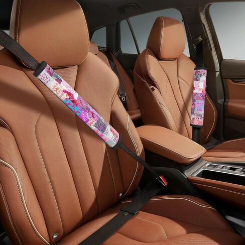 Pink Star Purple Bow Car Seat Belt Pad Cover for Adults, 2 Pack Auto Seat Belt Shoulder Pads Covers Harness Pad Car Accessories for Women Fits All Cars and Packs in Kuwait