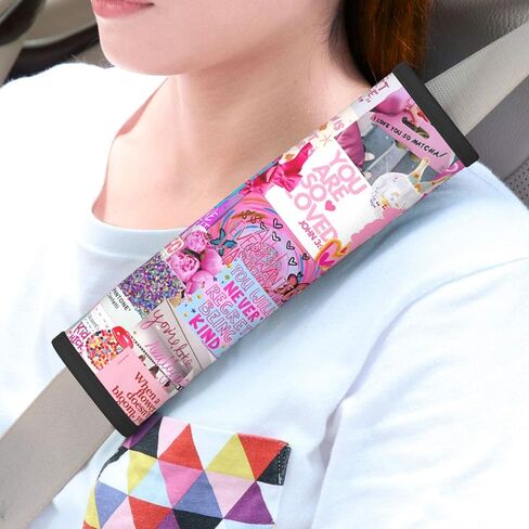 Pink Star Purple Bow Car Seat Belt Pad Cover for Adults, 2 Pack Auto Seat Belt Shoulder Pads Covers Harness Pad Car Accessories for Women Fits All Cars and Packs in Kuwait