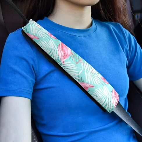 الوردي فلامنغو شجرة النخيل الاستوائية يترك على الفيروز 2 قطعة غطاء منصات حزام مقعد السيارة قابل للتعديل، ويغطي حزام الكتف حزام مقعد السيارة العالمي، وسائد حزام مقعد السيارة للبالغين والأطفال in Kuwait