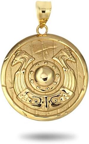 10K Yellow, White, or Rose Gold Viking Horseshoe Shield Norse Charm Pendant - Choice of Metal in Saudi Arabia