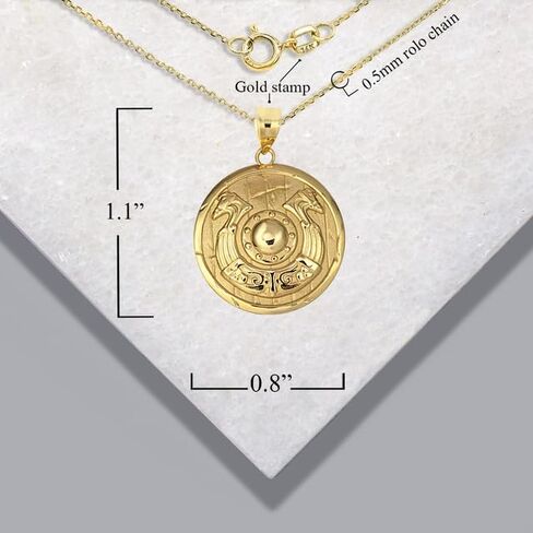 10K Yellow, White, or Rose Gold Viking Horseshoe Shield Norse Charm Pendant - Choice of Metal in Saudi Arabia