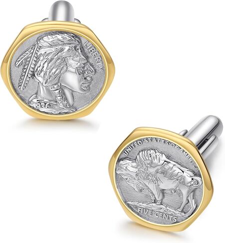 أزرار أكمام للعملات المعدنية من الفضة الإسترليني أزرار أكمام مزخرفة بالعملة القديمة إكسسوارات مجوهرات هدية للرجال والأب والزوج in Kuwait