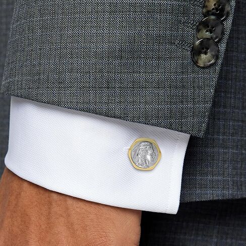 أزرار أكمام للعملات المعدنية من الفضة الإسترليني أزرار أكمام مزخرفة بالعملة القديمة إكسسوارات مجوهرات هدية للرجال والأب والزوج in Kuwait