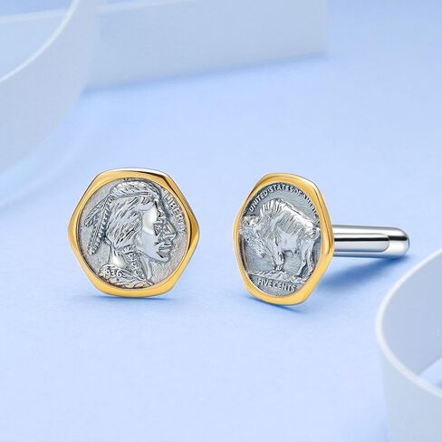 أزرار أكمام للعملات المعدنية من الفضة الإسترليني أزرار أكمام مزخرفة بالعملة القديمة إكسسوارات مجوهرات هدية للرجال والأب والزوج in Kuwait