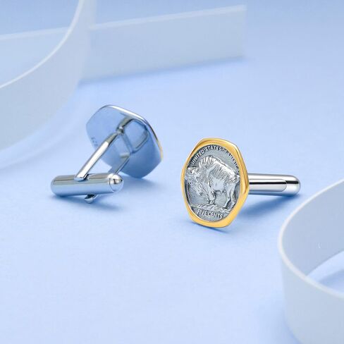 أزرار أكمام للعملات المعدنية من الفضة الإسترليني أزرار أكمام مزخرفة بالعملة القديمة إكسسوارات مجوهرات هدية للرجال والأب والزوج in Kuwait